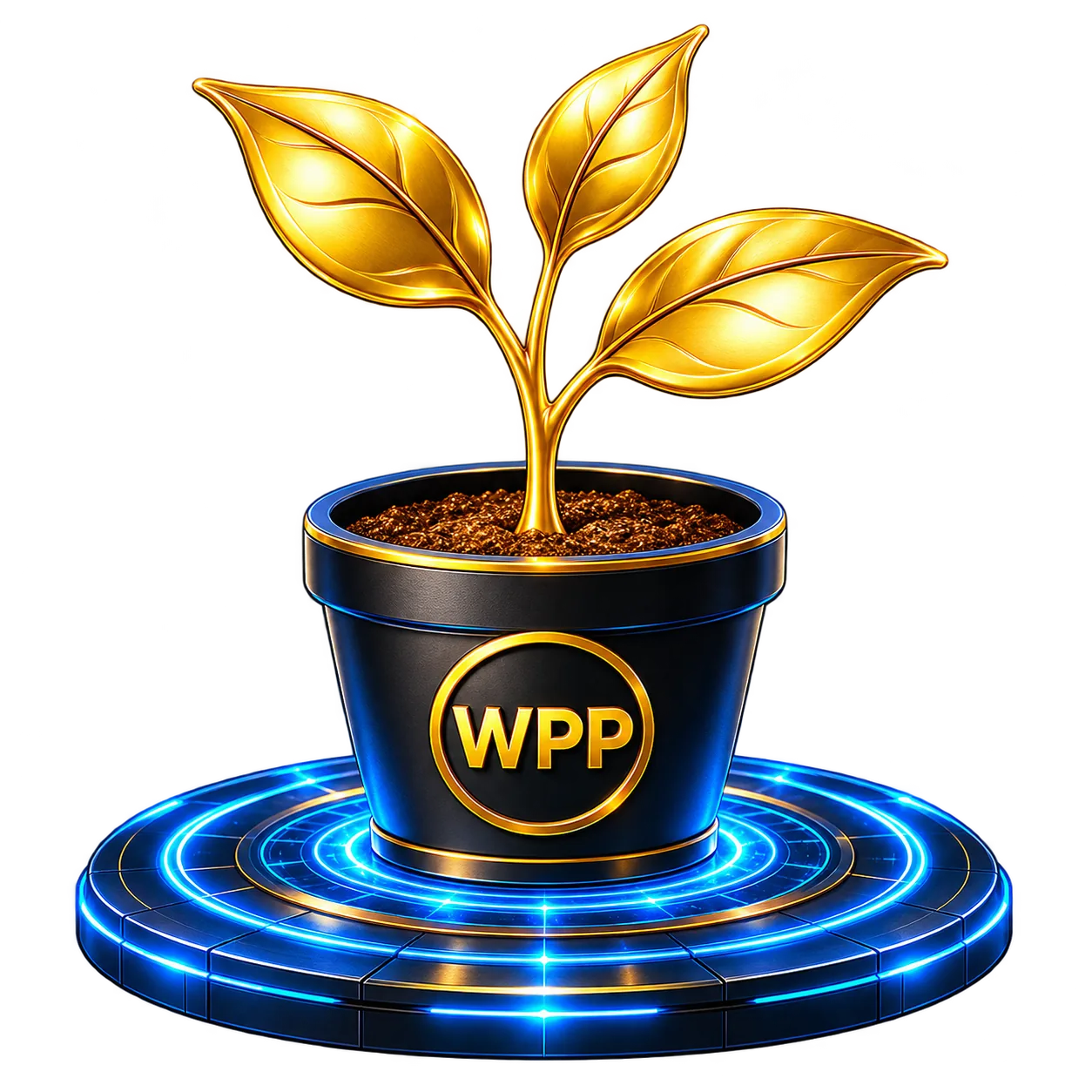 Golden WPP sprout growing in a pot