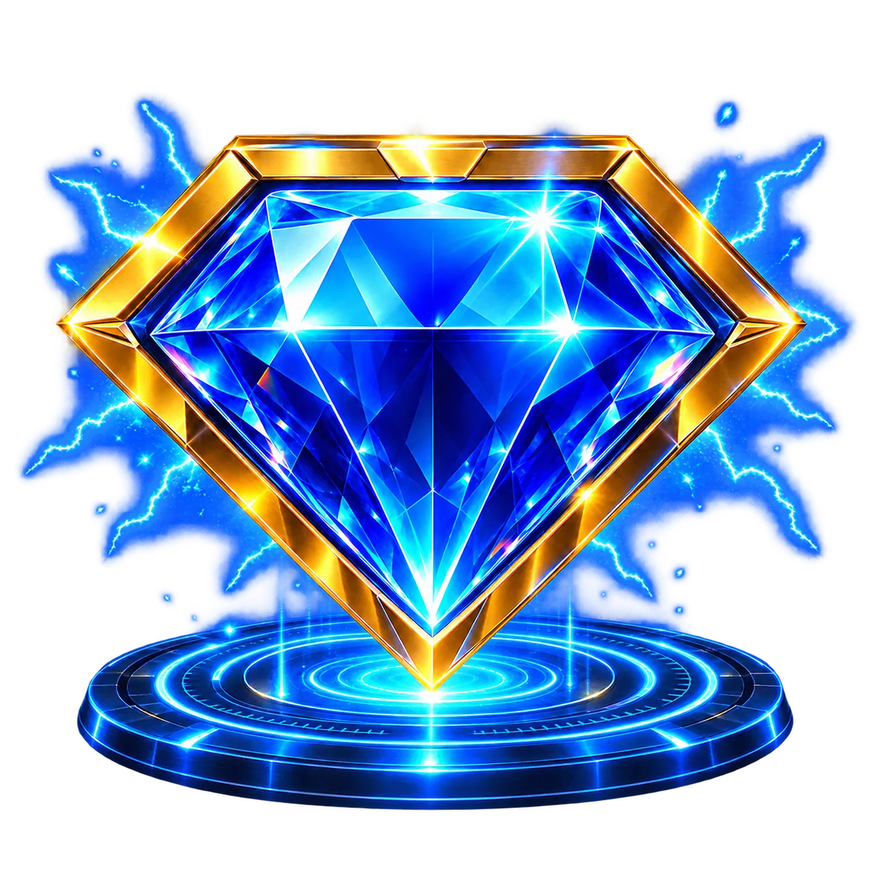 Blue diamond on a glowing blue portal